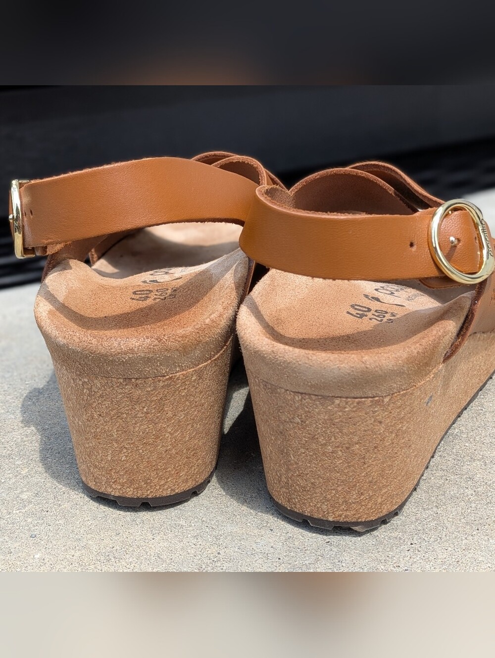 Birkenstock Papillio Samira Womens Wedge Sandals Sz 9 / 40  Leather Slingback - Picture 4 of 7